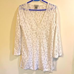 Lace Sheer pattern boho style top / beach coverup